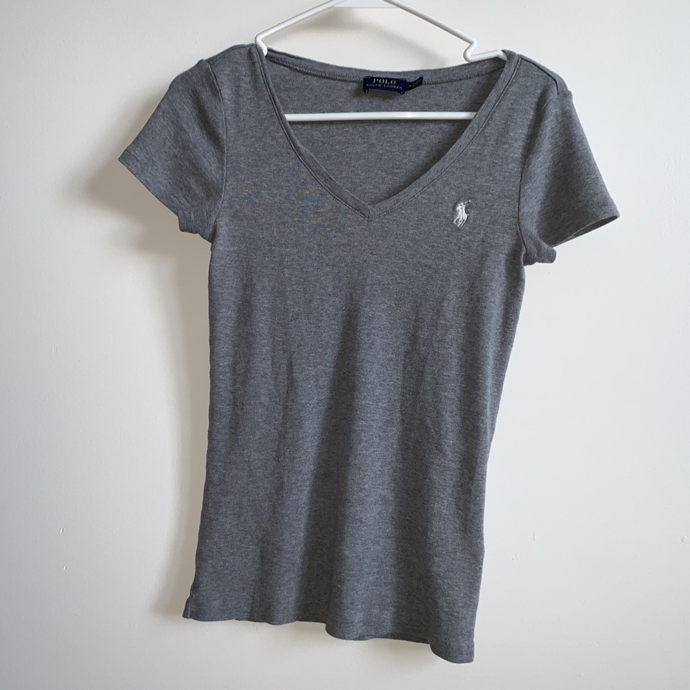 White and gray Polo